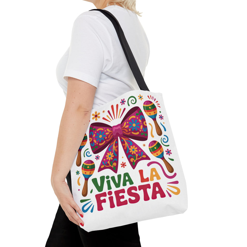 Viva La Fiesta Maracas Tote Bag | Colorful Hispanic Bag for Teachers and Parents 16x16