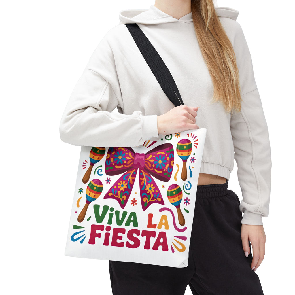 Viva La Fiesta Maracas Tote Bag | Colorful Hispanic Bag for Teachers and Parents 16x16