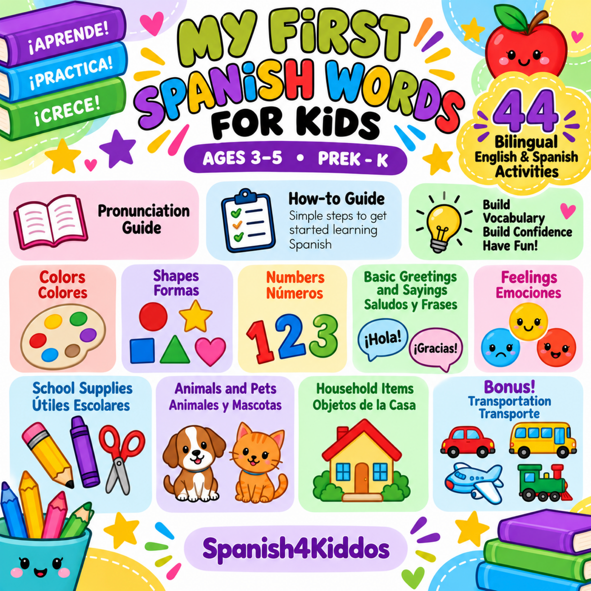 My First Spanish Words Book for Kids (Ages 3–5 | PreK–K)