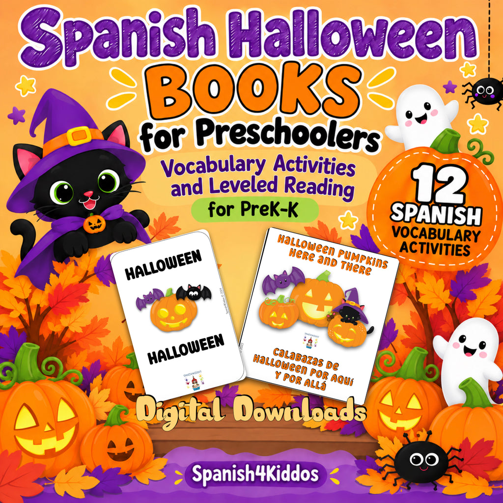 Spanish Halloween Books for Preschoolers | Vocabulary Activities and Leveled Reading for PreK-K Beginners