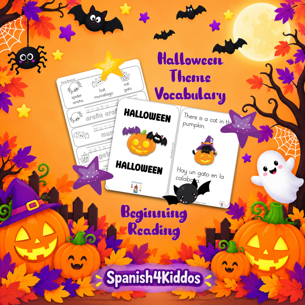 Spanish Halloween Books for Preschoolers | Vocabulary Activities and Leveled Reading for PreK-K Beginners