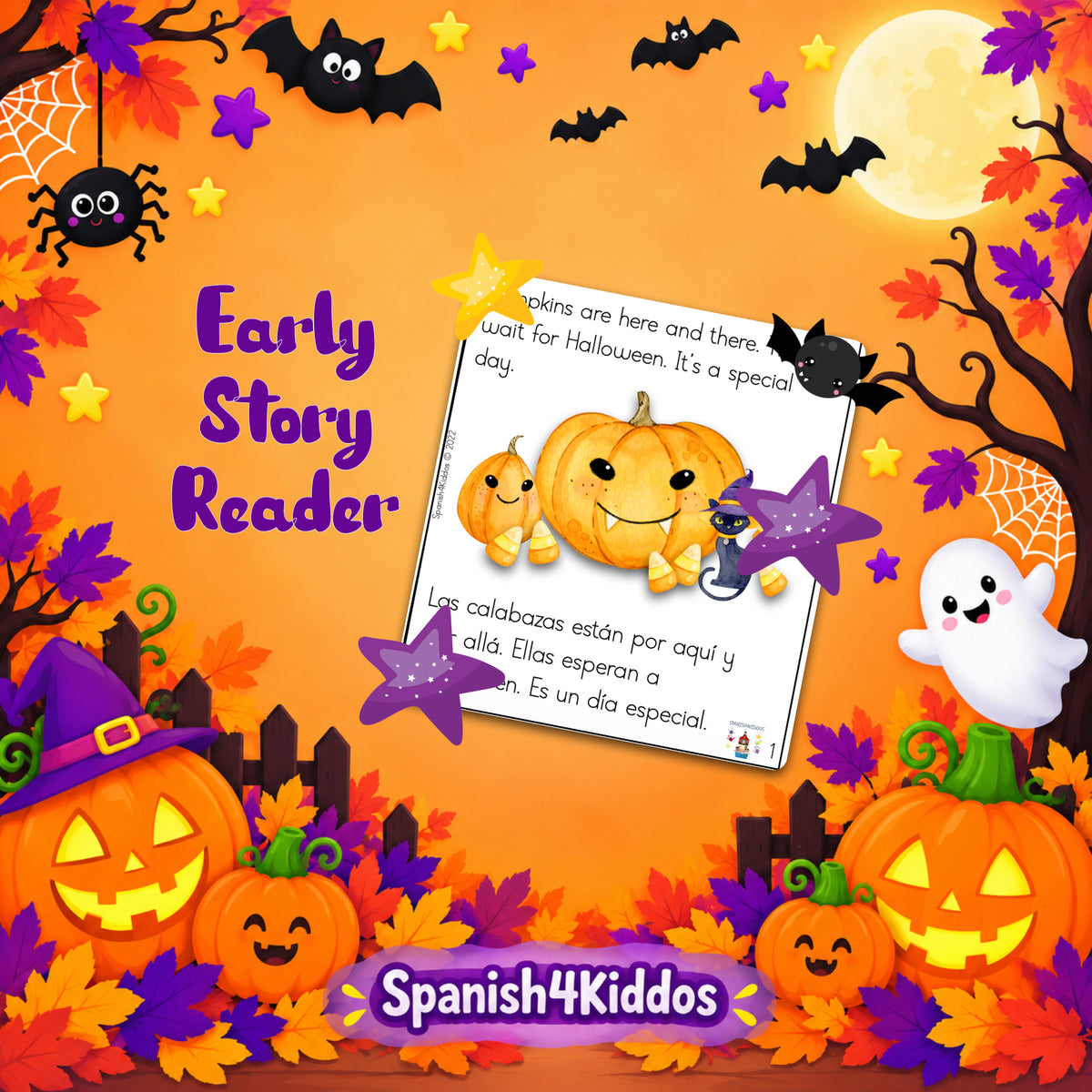Spanish Halloween Books for Preschoolers | Vocabulary Activities and Leveled Reading for PreK-K Beginners