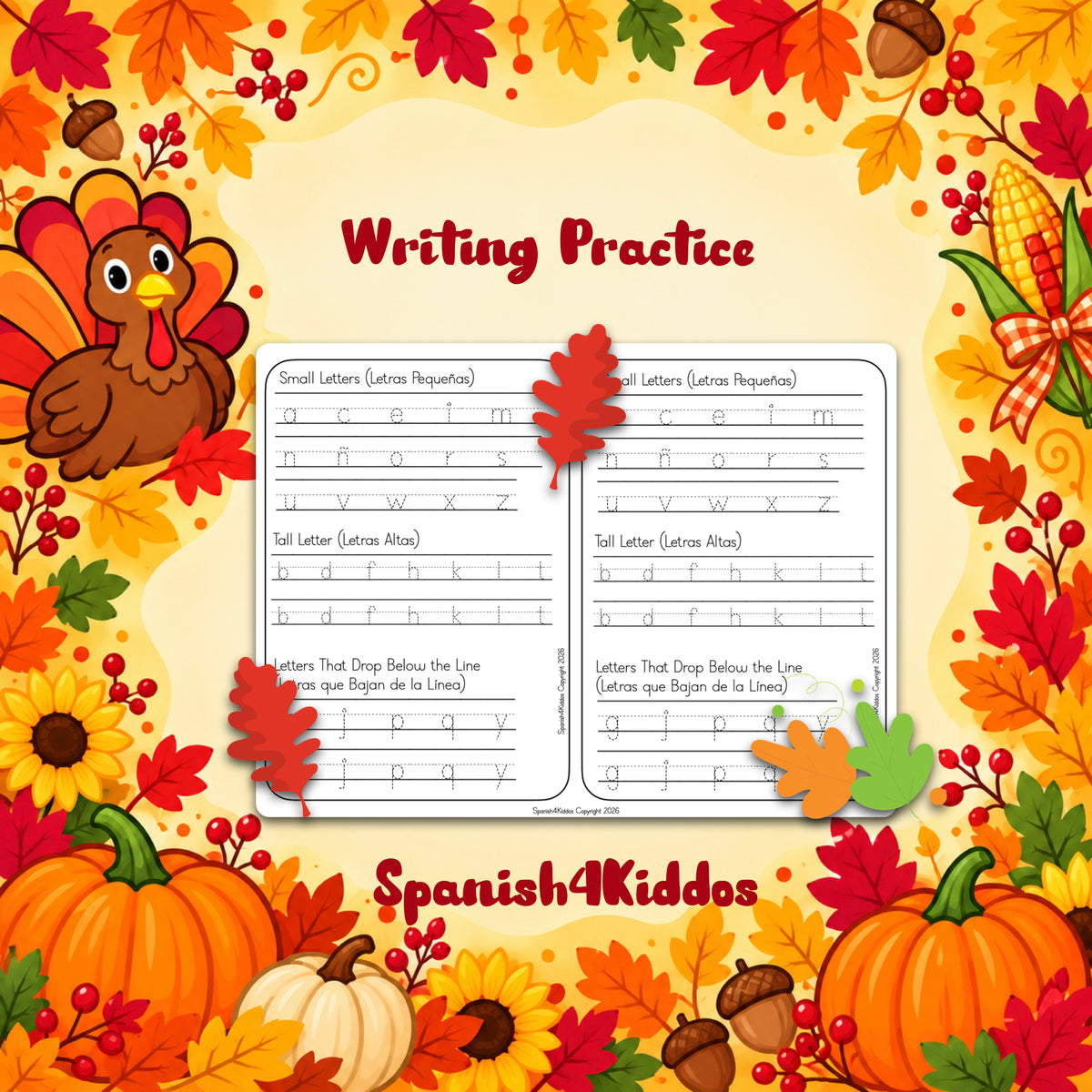 Spanish Thanksgiving Alphabet Learning Mats | Ages 3-5 | PreK-K Activities