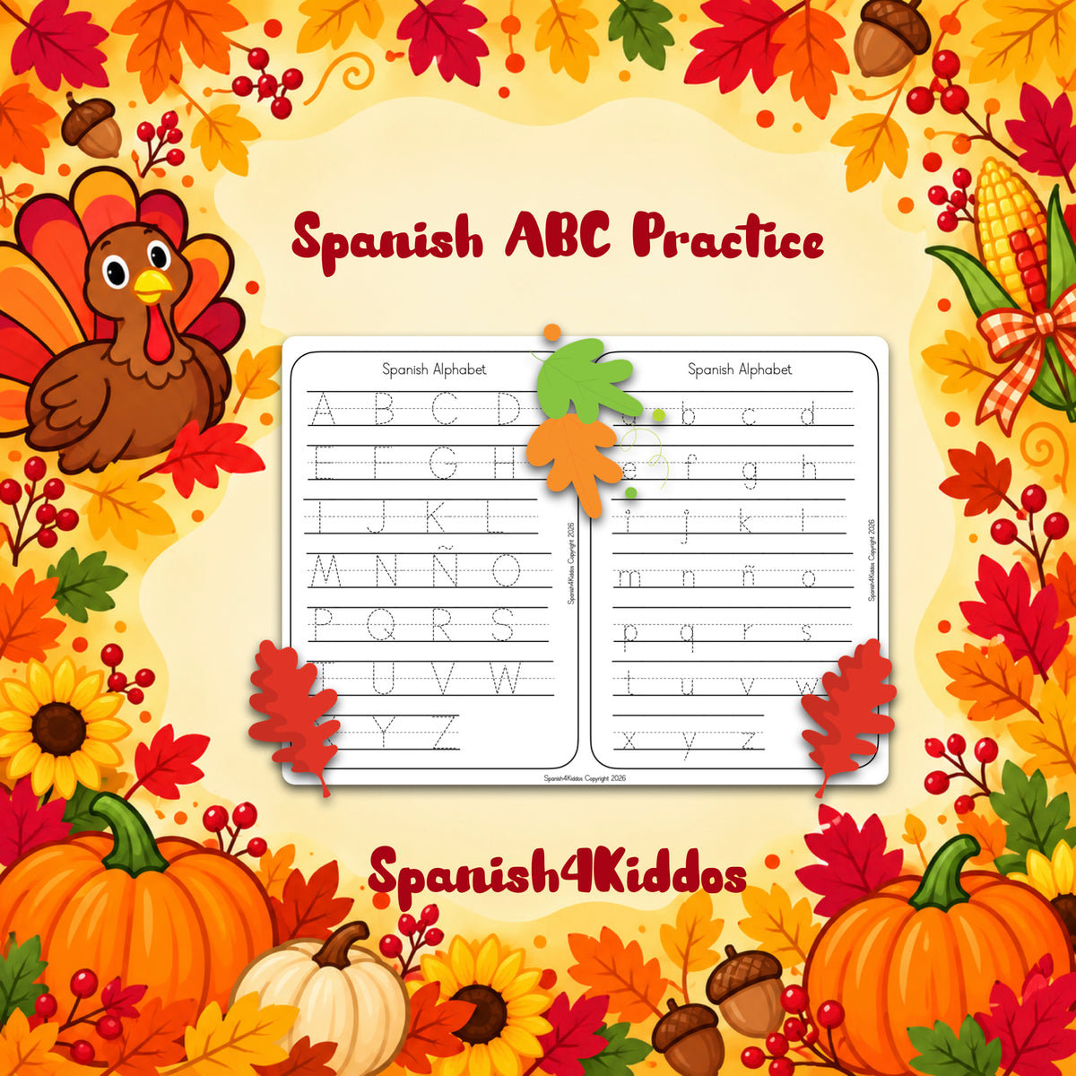 Spanish Thanksgiving Alphabet Learning Mats | Ages 3-5 | PreK-K Activities