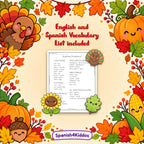 Spanish Thanksgiving Activities for Kids | 90+ Bilingual English & Spanish Printables | PreK-K Ages 3–5