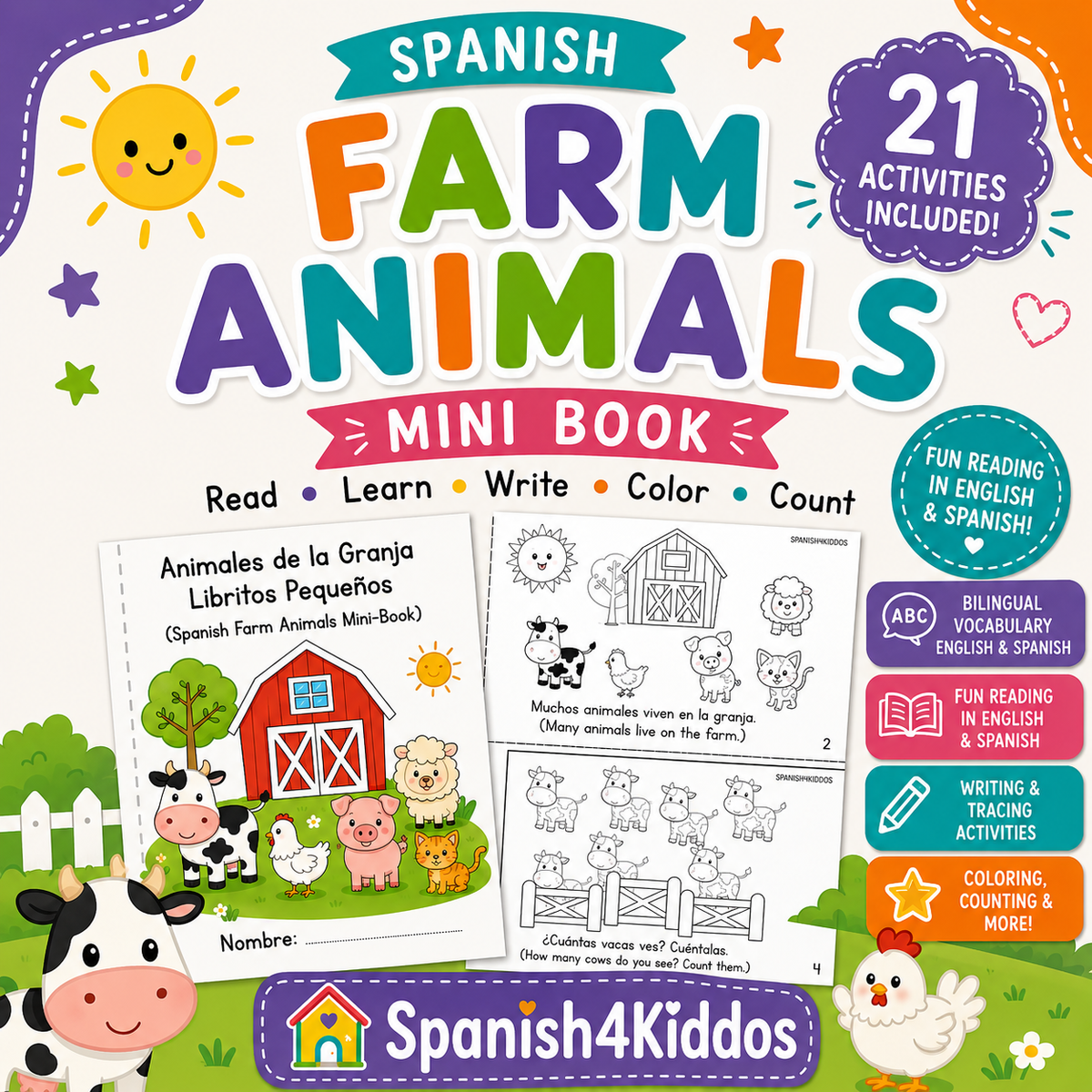 Spanish Farm Animals Mini Books