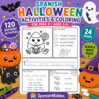 Spanish Halloween Activities and Coloring Book for Kids - PreK to K