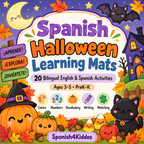 Spanish Halloween Learning Mats for Kids Ages 3-5 | Bilingual Preschool Activities